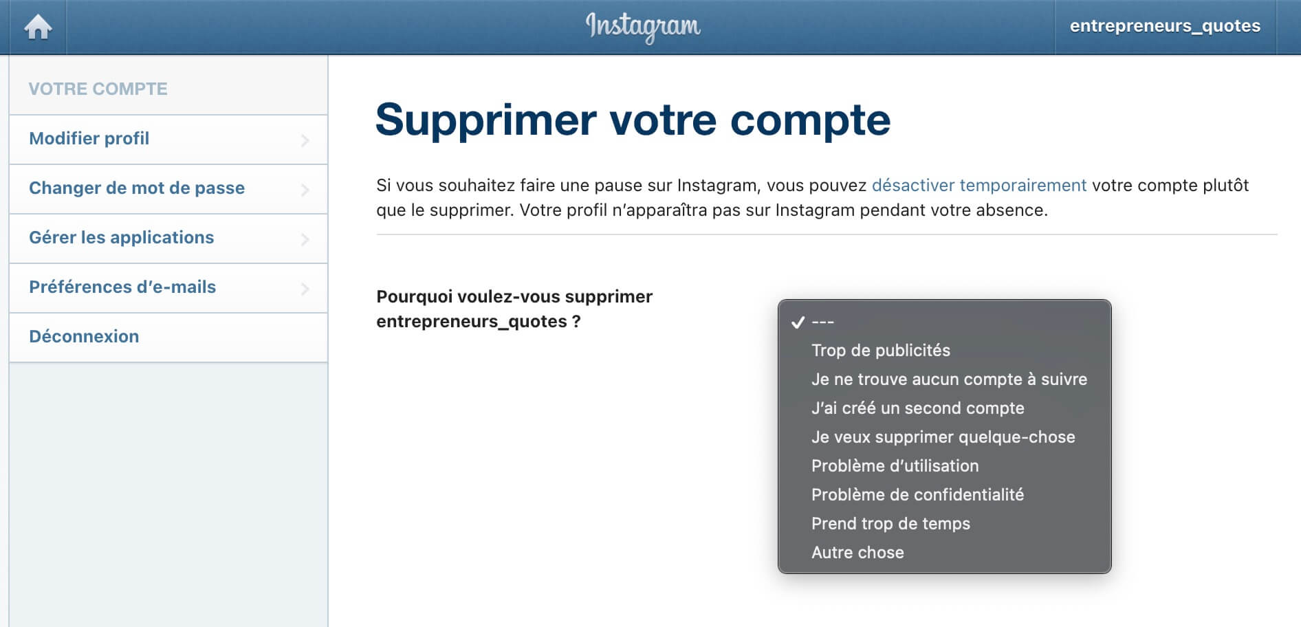 Comment supprimer ou désactiver un compte Instagram